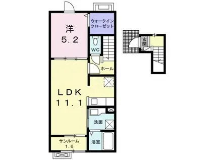 高山本線 婦中鵜坂駅 徒歩16分 2階建 築7年(1LDK/2階)の間取り写真