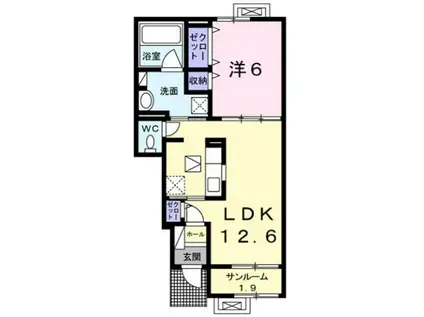 富山地鉄不二越上滝 南富山駅 徒歩33分 2階建 築8年(1LDK/1階)の間取り写真