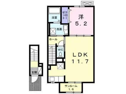 富山地鉄本線 越中荏原駅 徒歩29分 2階建 築5年(1LDK/2階)の間取り写真