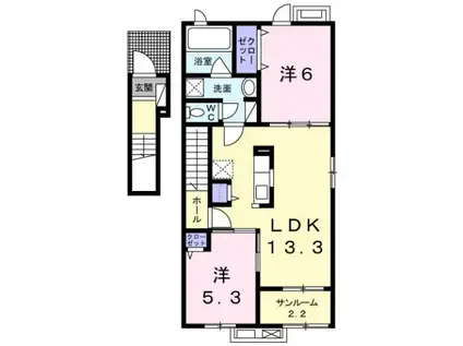 富山地鉄本線 越中荏原駅 徒歩29分 2階建 築9年(2LDK/2階)の間取り写真