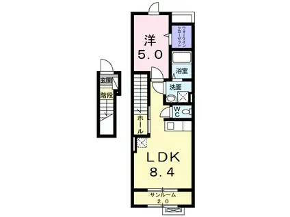 あいの風とやま鉄道 呉羽駅 徒歩17分 2階建 築15年(1LDK/2階)の間取り写真