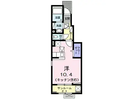 富山地鉄富山市内線 富山大学前駅 徒歩18分 2階建 築8年(ワンルーム/1階)の間取り写真