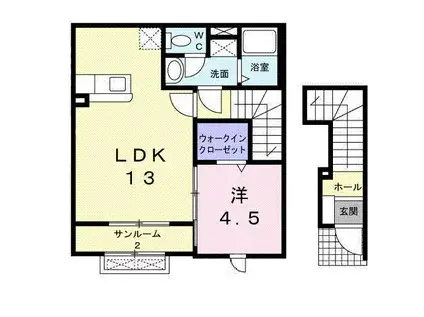富山地鉄不二越上滝 大泉駅(富山) 徒歩30分 2階建 築15年(1LDK/2階)の間取り写真
