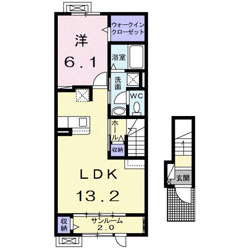 ミラノⅥ A(1LDK/2階)の間取り写真