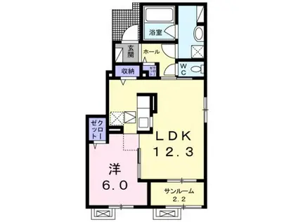 フェリーチェⅢ(1LDK/1階)の間取り写真