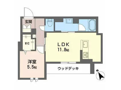 アンビエラ中川(1LDK/1階)の間取り写真
