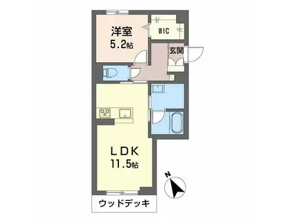 アンビエラ中川(1LDK/1階)の間取り写真