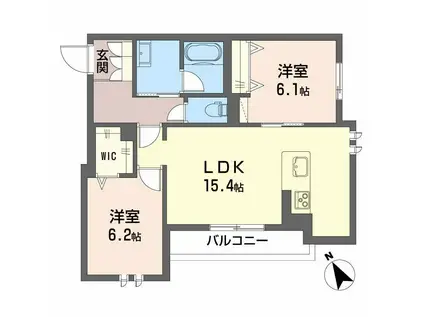 アンビエラ中川(2LDK/4階)の間取り写真