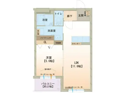 富山地鉄不二越上滝 南富山駅 徒歩13分 3階建 築8年(1LDK/3階)の間取り写真