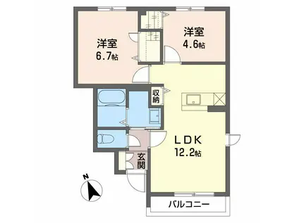 アソルティ(2LDK/1階)の間取り写真