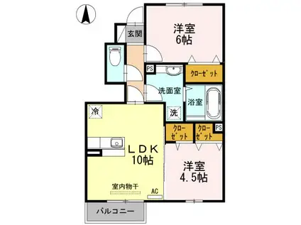 富山地鉄不二越上滝 南富山駅 徒歩26分 2階建 築14年(2LDK/1階)の間取り写真