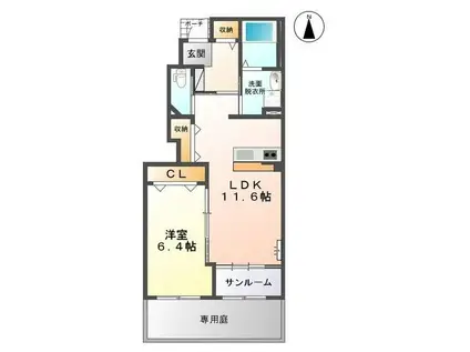 スペリアージュM(1LDK/1階)の間取り写真