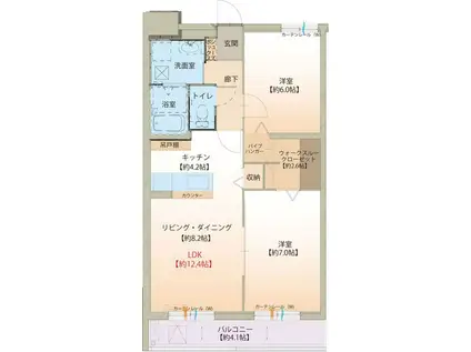 富山地鉄不二越上滝 朝菜町駅 徒歩14分 3階建 築15年(2LDK/3階)の間取り写真