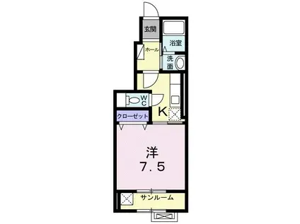 サリチェ八丁道(1K/1階)の間取り写真