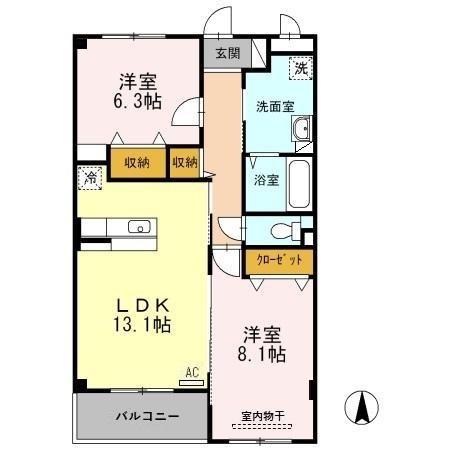 グラン・エクシード(2LDK/2階)の間取り写真
