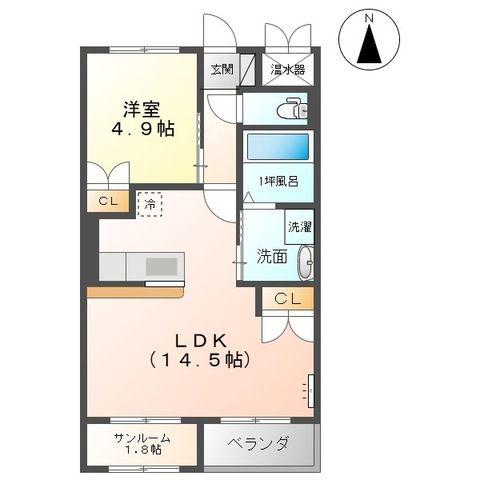 富山地鉄不二越上滝 南富山駅 徒歩34分 2階建 築15年(1LDK/2階)の間取り写真