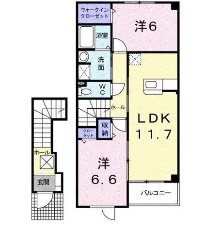 グレイスフルMⅤ(2LDK/2階)の間取り写真