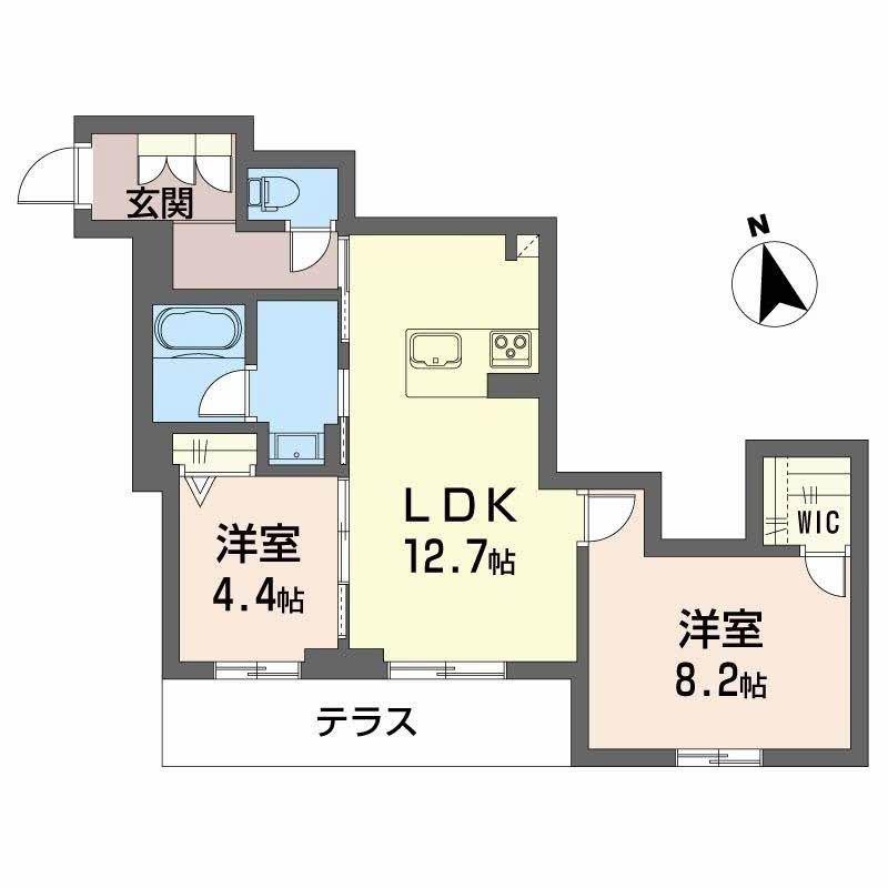 アンティーム(2LDK/1階)の間取り写真