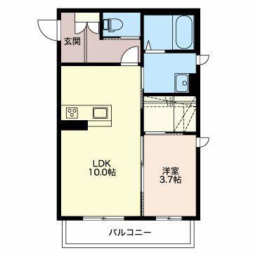 ロコモーション神通(1LDK/1階)の間取り写真