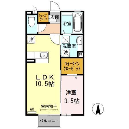 D-ROOM赤田(1LDK/1階)の間取り写真