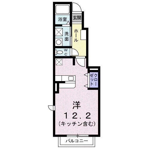 高山本線 東八尾駅 徒歩38分 2階建 築22年(ワンルーム/1階)の間取り写真