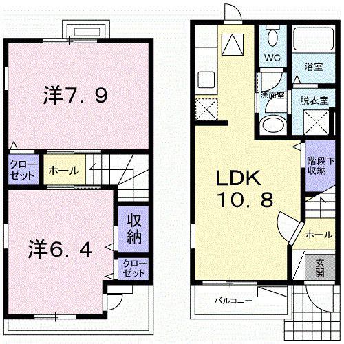 フローラ B(2LDK/1階)の間取り写真