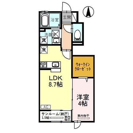 GRAND DONNER(1LDK/1階)の間取り写真