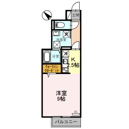 D-ROOM片口(1K/1階)の間取り写真