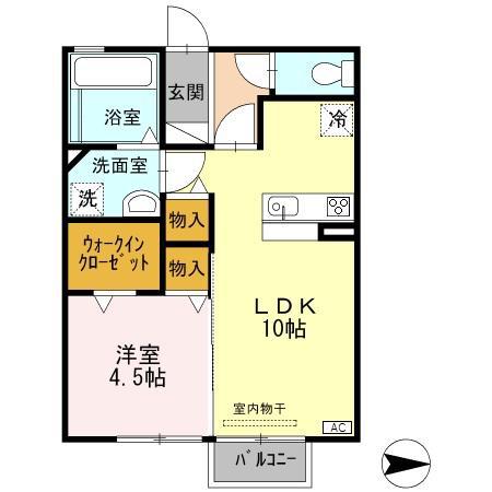 城端線 砺波駅 徒歩12分 2階建 築16年(1LDK/1階)の間取り写真