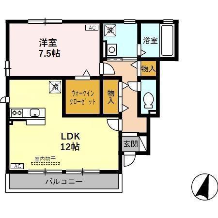 富山地鉄不二越上滝 朝菜町駅 徒歩22分 2階建 築17年(1LDK/1階)の間取り写真