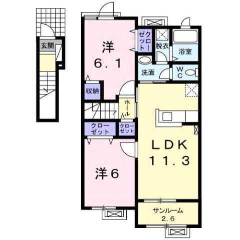 ドゥ・ステージアⅧ(2LDK/2階)の間取り写真