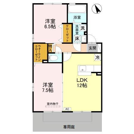 リビングタウン赤祖父E(2LDK/1階)の間取り写真