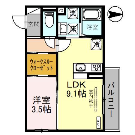 ルミナス室町(1LDK/1階)の間取り写真