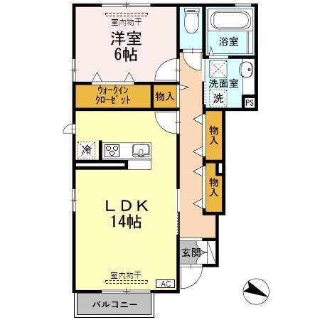 ドエル22 C(1LDK/1階)の間取り写真
