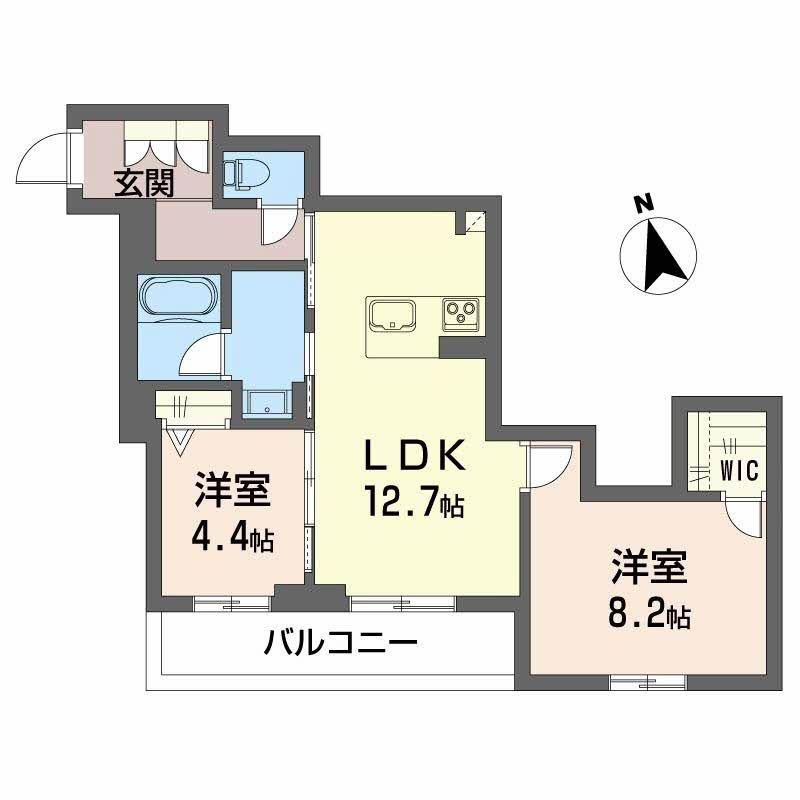富山地鉄富山市内線 新富町駅(富山) 徒歩10分 3階建 新築(2LDK/2階)の間取り写真