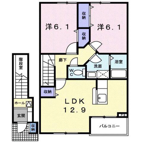 パルテール(2LDK/2階)の間取り写真
