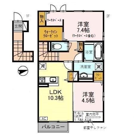 にゅうまごびれっじⅢ A棟(2LDK/2階)の間取り写真