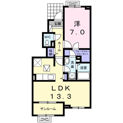 富山地鉄不二越上滝 大泉駅(富山) 徒歩26分 2階建 築10年(1LDK/1階)の間取り写真