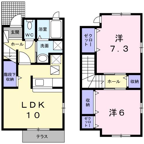 富山地鉄不二越上滝 朝菜町駅 徒歩53分 2階建 築18年(2LDK/1階)の間取り写真
