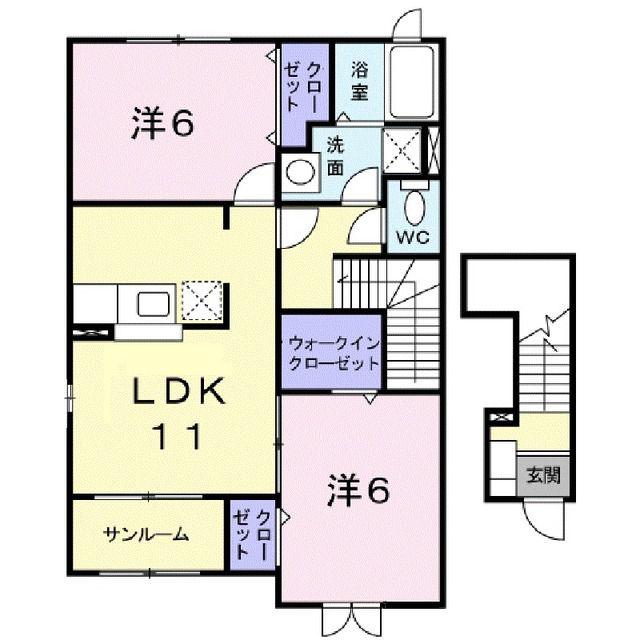 フォルトゥーナ(2LDK/2階)の間取り写真