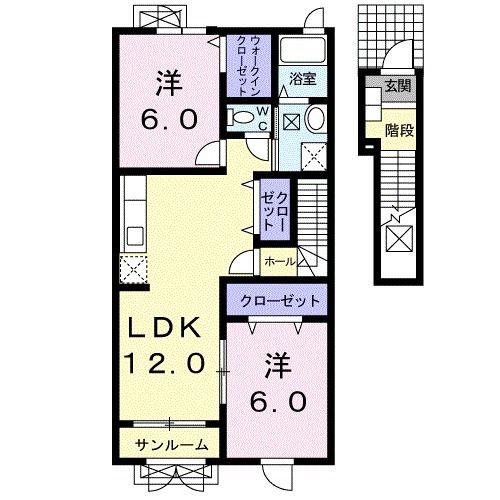 リバ-コートA(2LDK/2階)の間取り写真