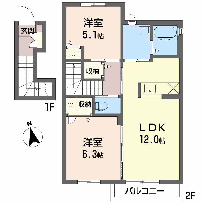 メルシー(2LDK/2階)の間取り写真
