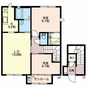 FOREST OGINO(2LDK/2階)の間取り写真