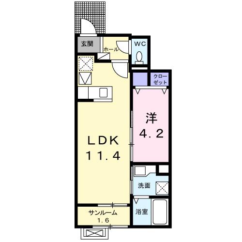 富山地鉄富山港線 粟島駅 徒歩7分 2階建 築6年(1LDK/1階)の間取り写真