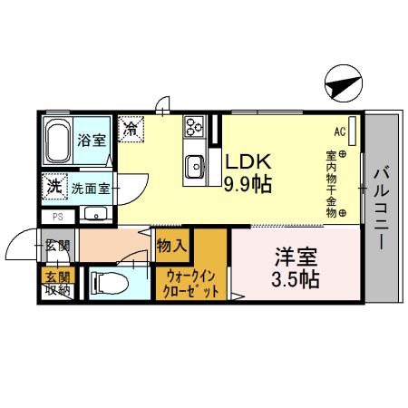 フィールド ヴィレッジ(1LDK/2階)の間取り写真