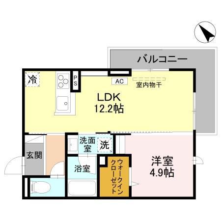 富山地鉄富山港線 粟島駅 徒歩13分 2階建 新築(1LDK/2階)の間取り写真