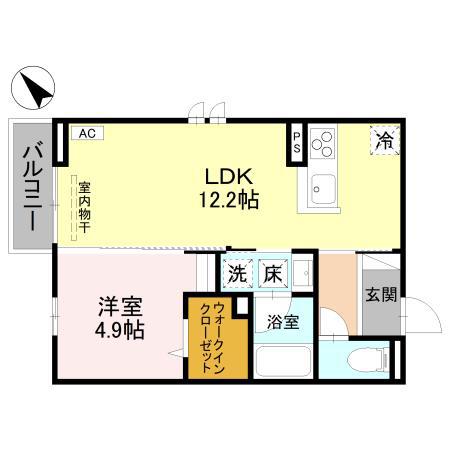 富山地鉄富山港線 粟島駅 徒歩14分 2階建 新築(1LDK/1階)の間取り写真