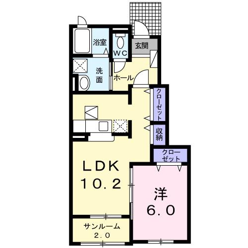 カレントⅡ(1LDK/1階)の間取り写真