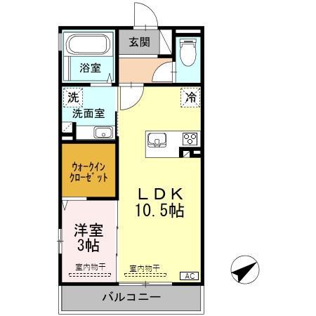 リヤン環水(1LDK/3階)の間取り写真