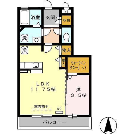 メゾン グラーブル(1LDK/2階)の間取り写真